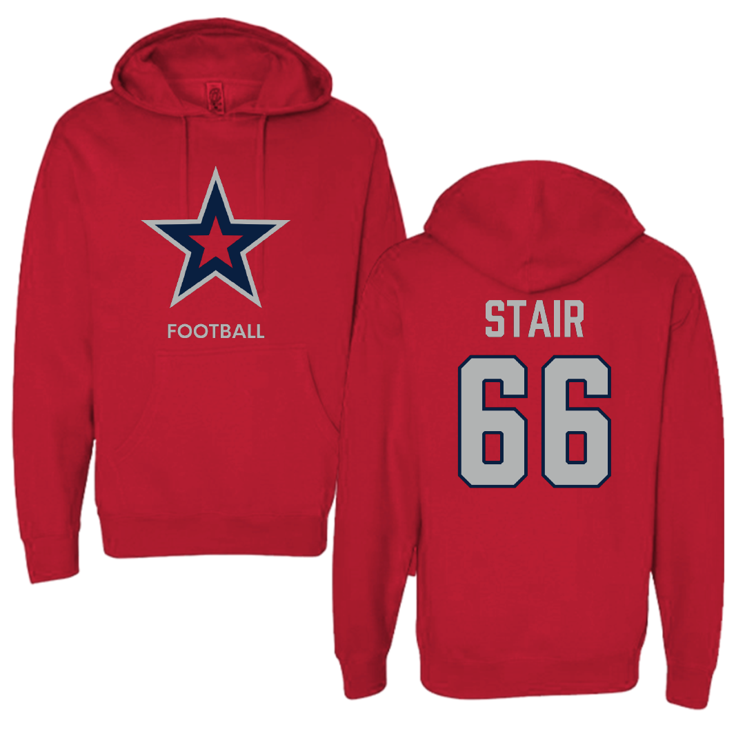 Robert Morris University Football Red Mascot Hoodie - #66 Aidan Stair