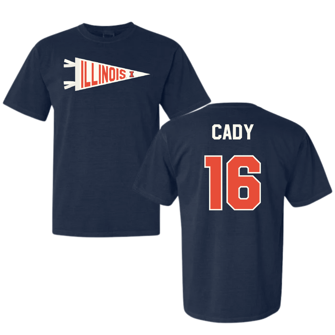 University of Illinois Softball Navy Pennant Comfort Colors Tee - #16 Ella Cady