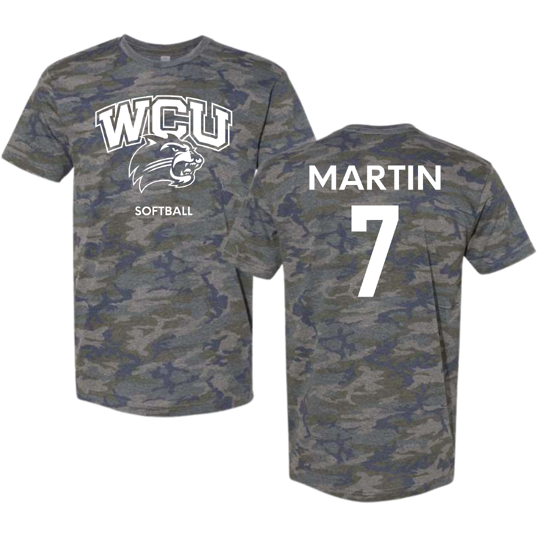 Western Carolina University Softball Vintage Camo Tee - #7 Makenzie Martin