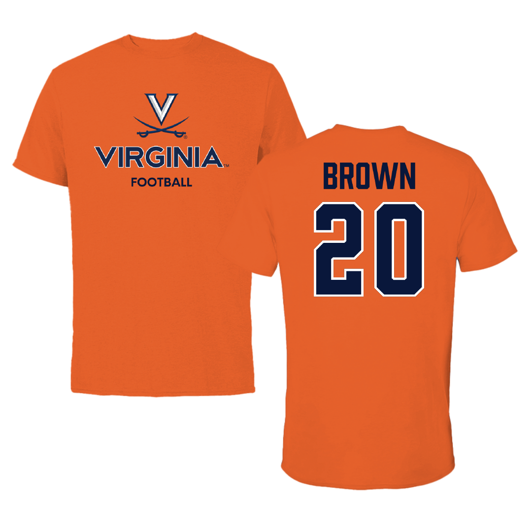 University of Virginia Football Orange Performance Tee - #20 Xavier Brown