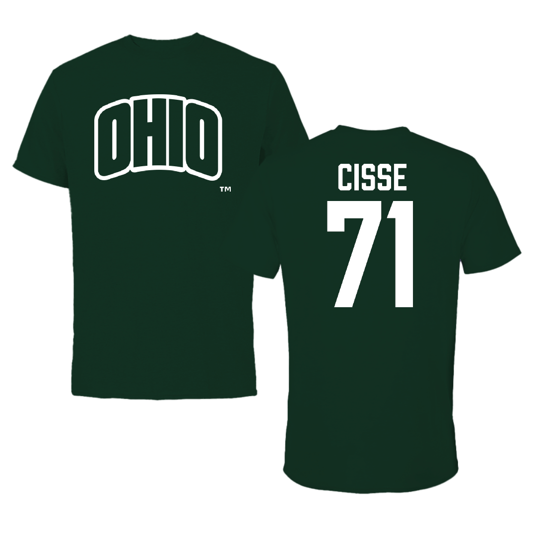 Ohio University Football Forest Green Tee - #71 Tigana Cisse