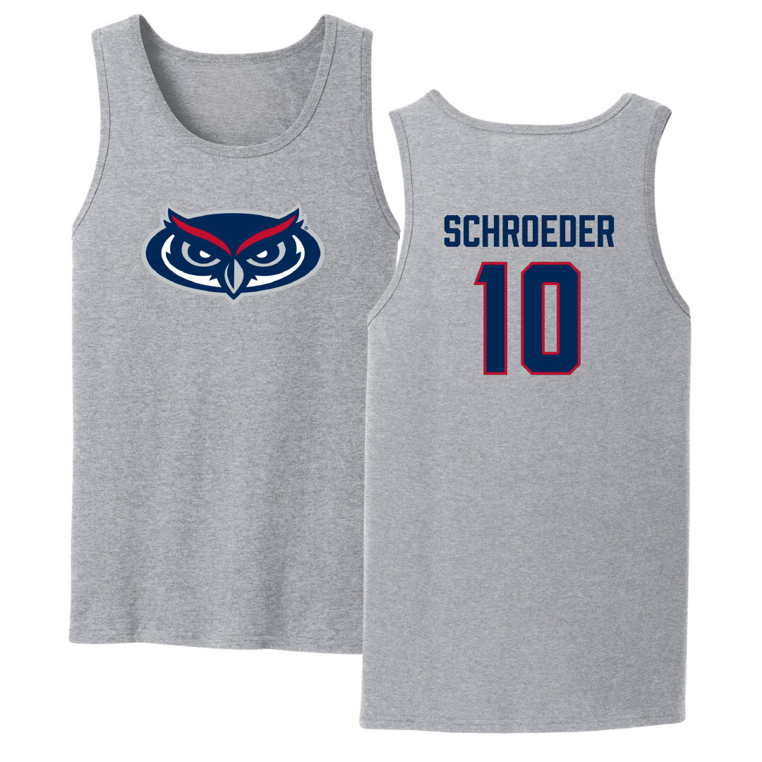 Florida Atlantic University Baseball Sport Gray Tank Top - #10 John Schroeder