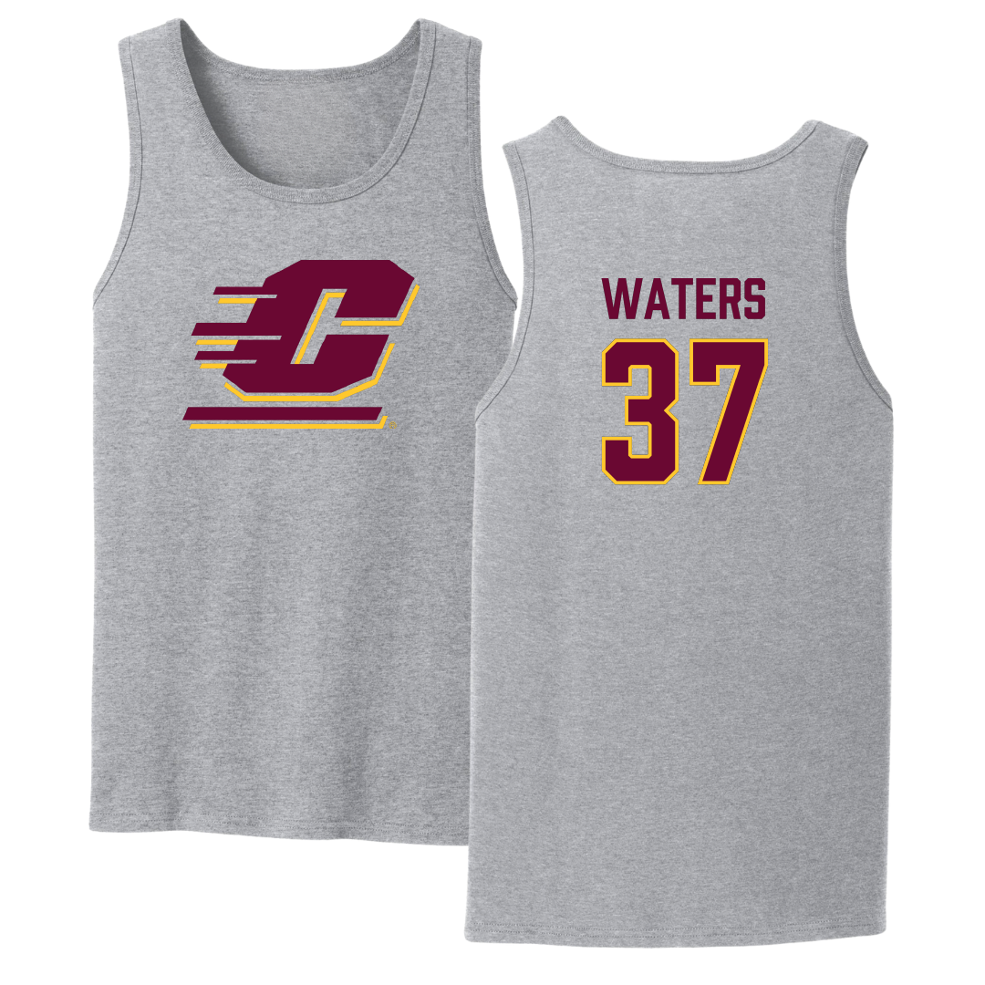 Central Michigan University Baseball Sport Gray Tank Top - #37 Evan Waters