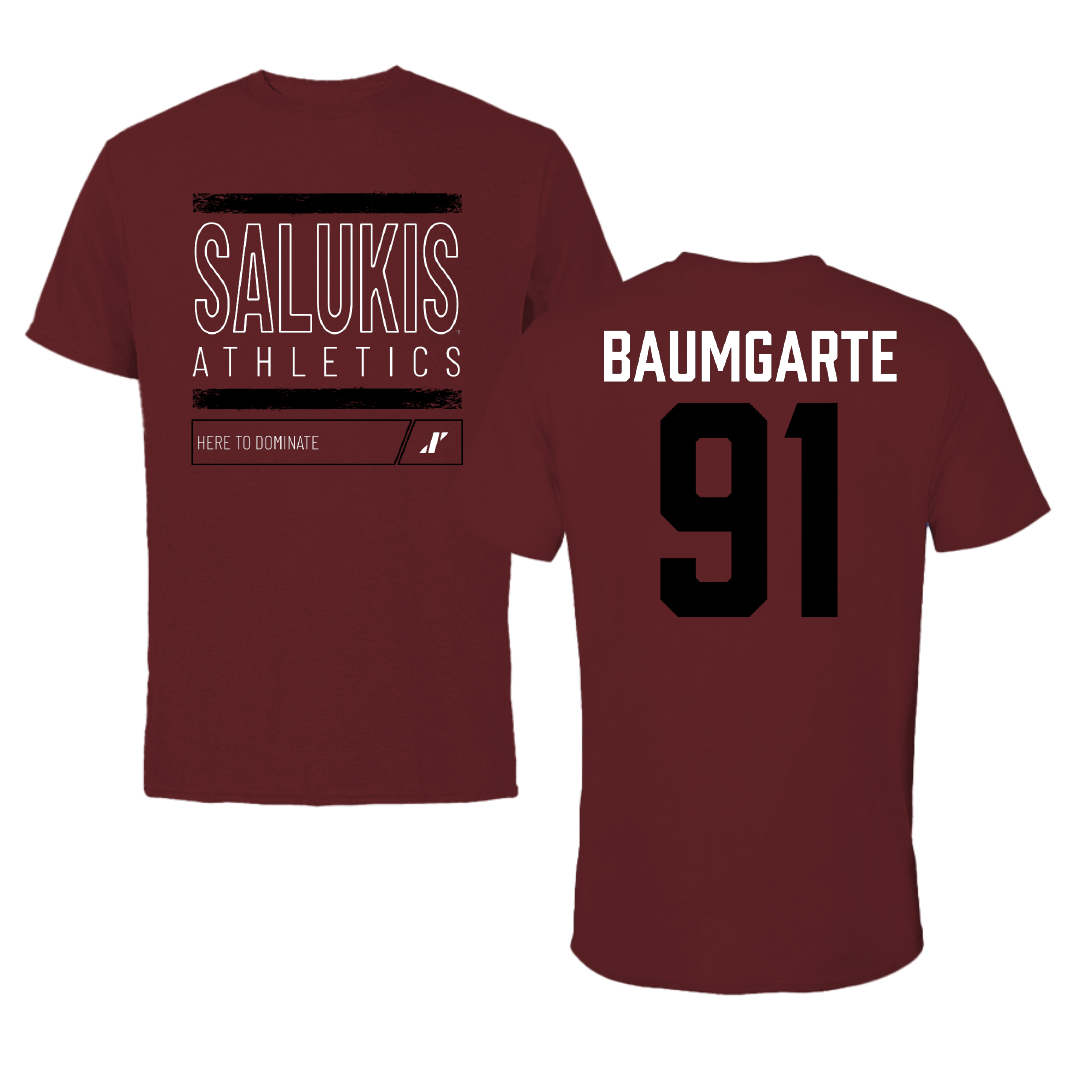Southern Illinois University at Carbondale Football Maroon Dominate Tee - #91 Jake Baumgarte