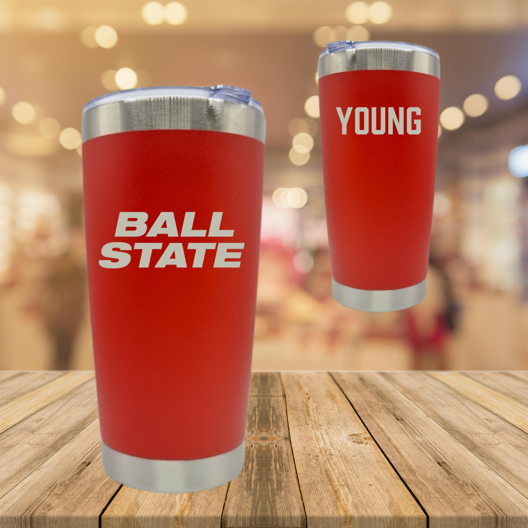 Ball State University Swimming & Diving Red Cardinal Stainless Steel Tumbler - Mason Young