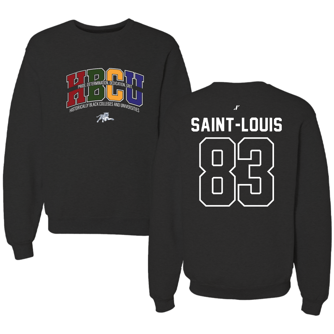 Jackson State University Football Black HBCU Crewneck - #83 Sebastien Saint-Louis