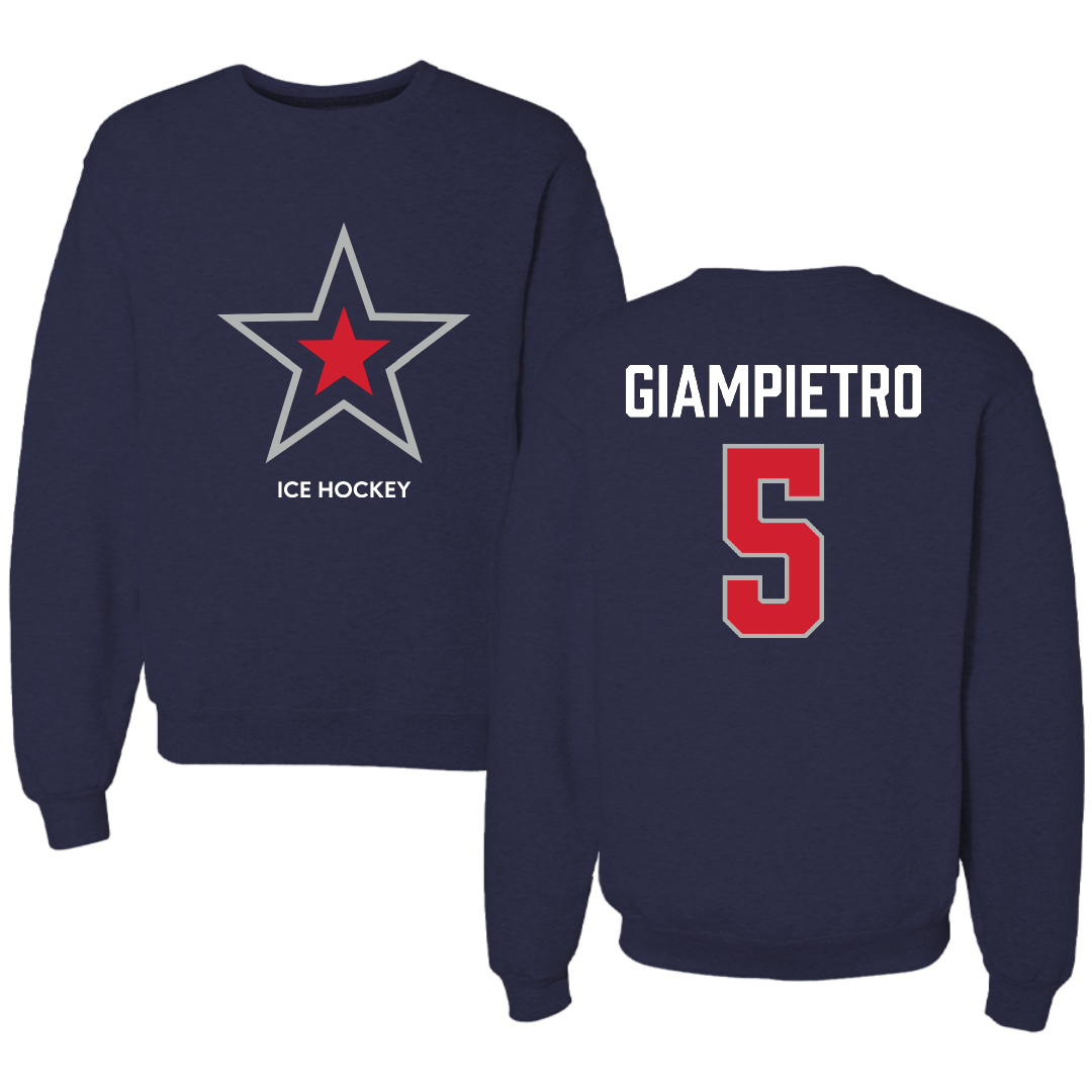 Robert Morris University Ice Hockey (W) Navy Mascot Crewneck - #5 Alaina Giampietro