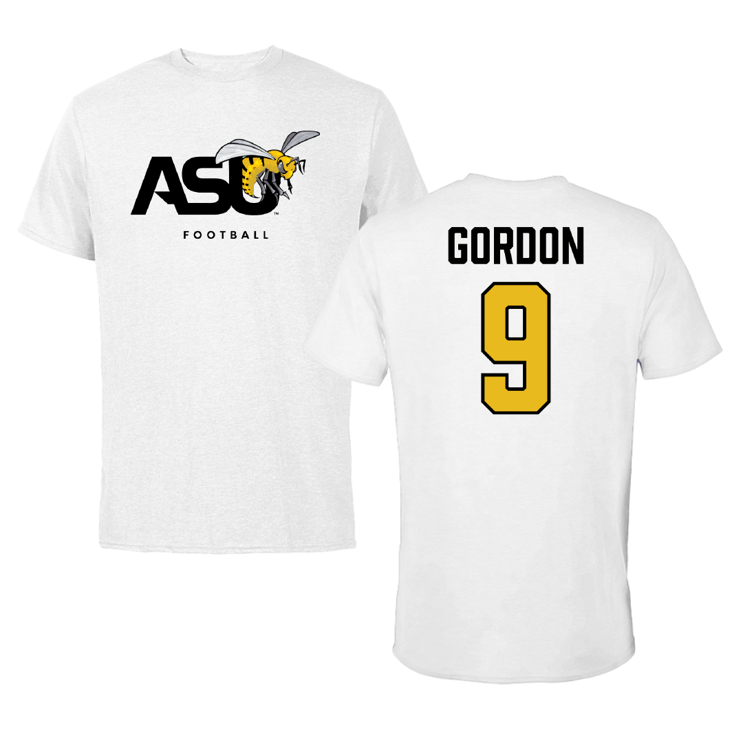 Alabama State University Football White ASU Performance Tee - #9 Cameron Gordon