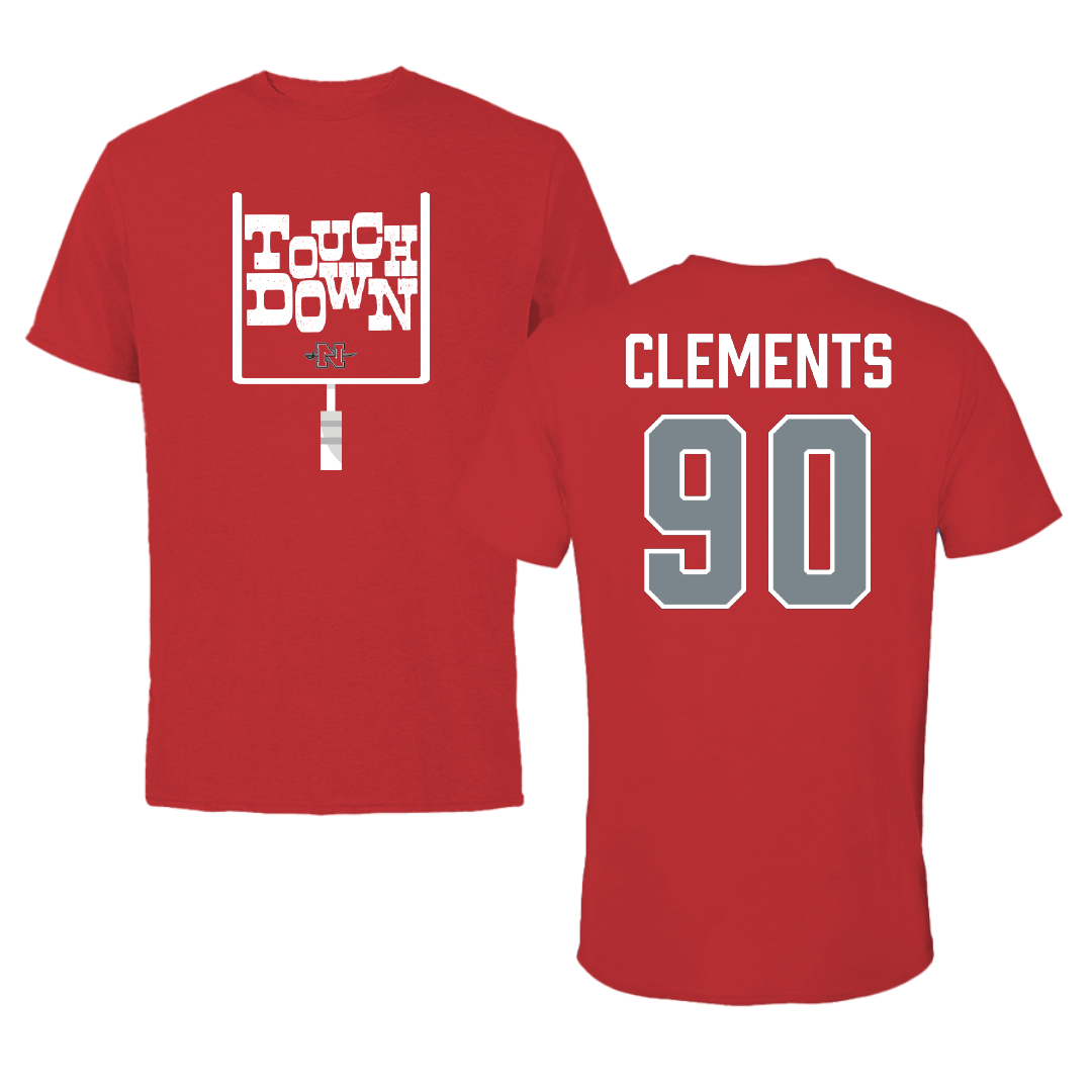 Nicholls State University Football Red Touchdown Performance Tee - #90 Aidan Clements