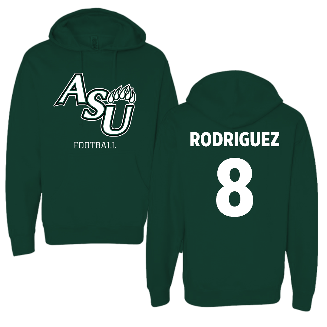 Adams State University Football Forest Green Block Hoodie - #8 Benjamin Rodriguez
