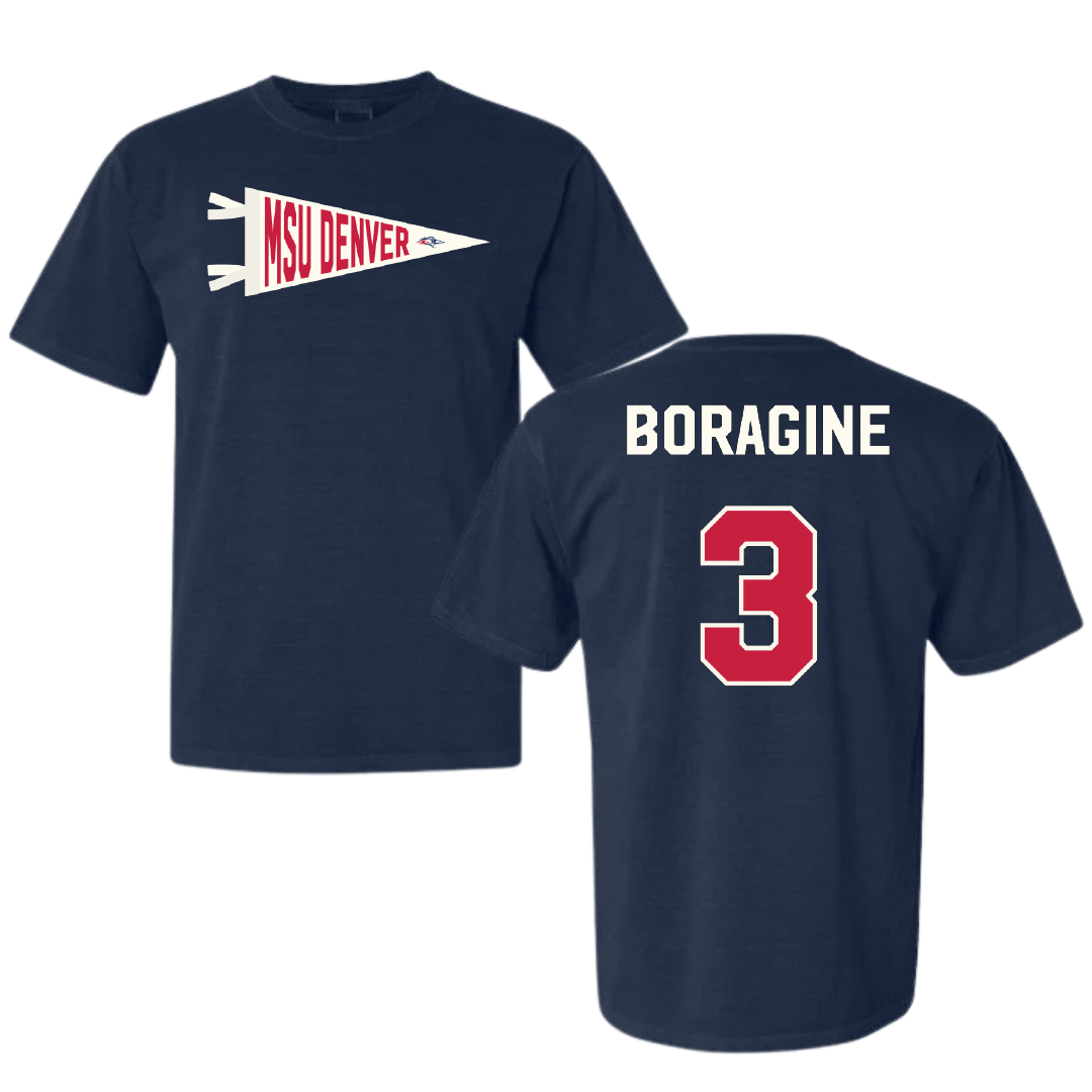 Metropolitan State University of Denver Soccer Navy Pennant Comfort Colors Tee - #3 Natalie Boragine