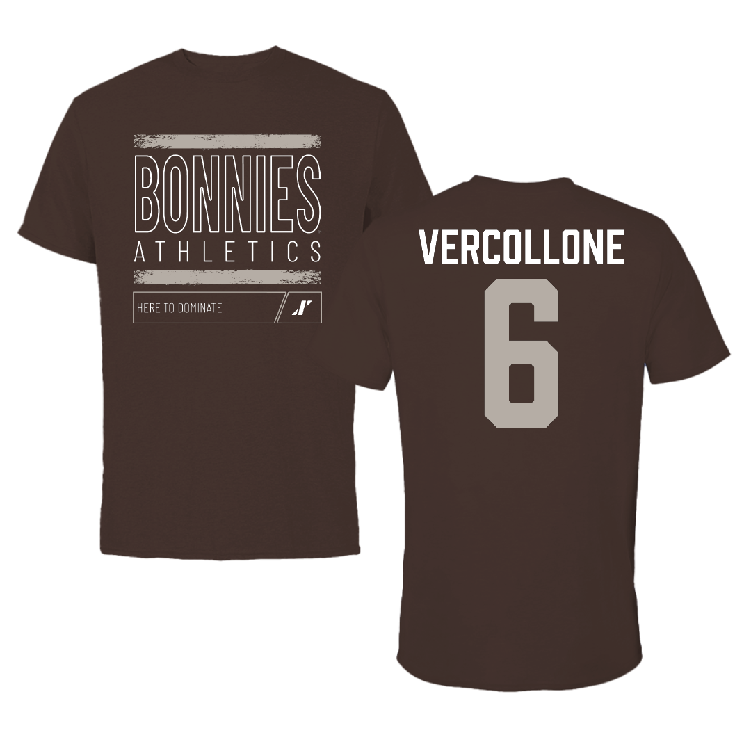 St. Bonaventure University Baseball Brown Dominate Tee - #6 Conner Vercollone