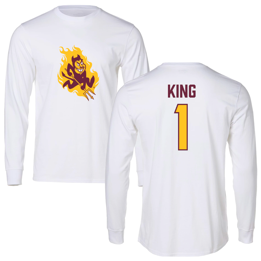 Arizona State University Baseball White Performance Long Sleeve - #1 Matt King