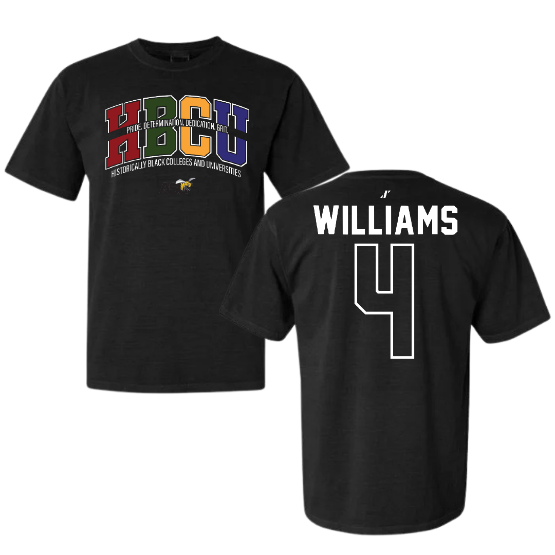 Alabama State University Soccer Black HBCU Comfort Colors Tee - #4 Tatyana Williams