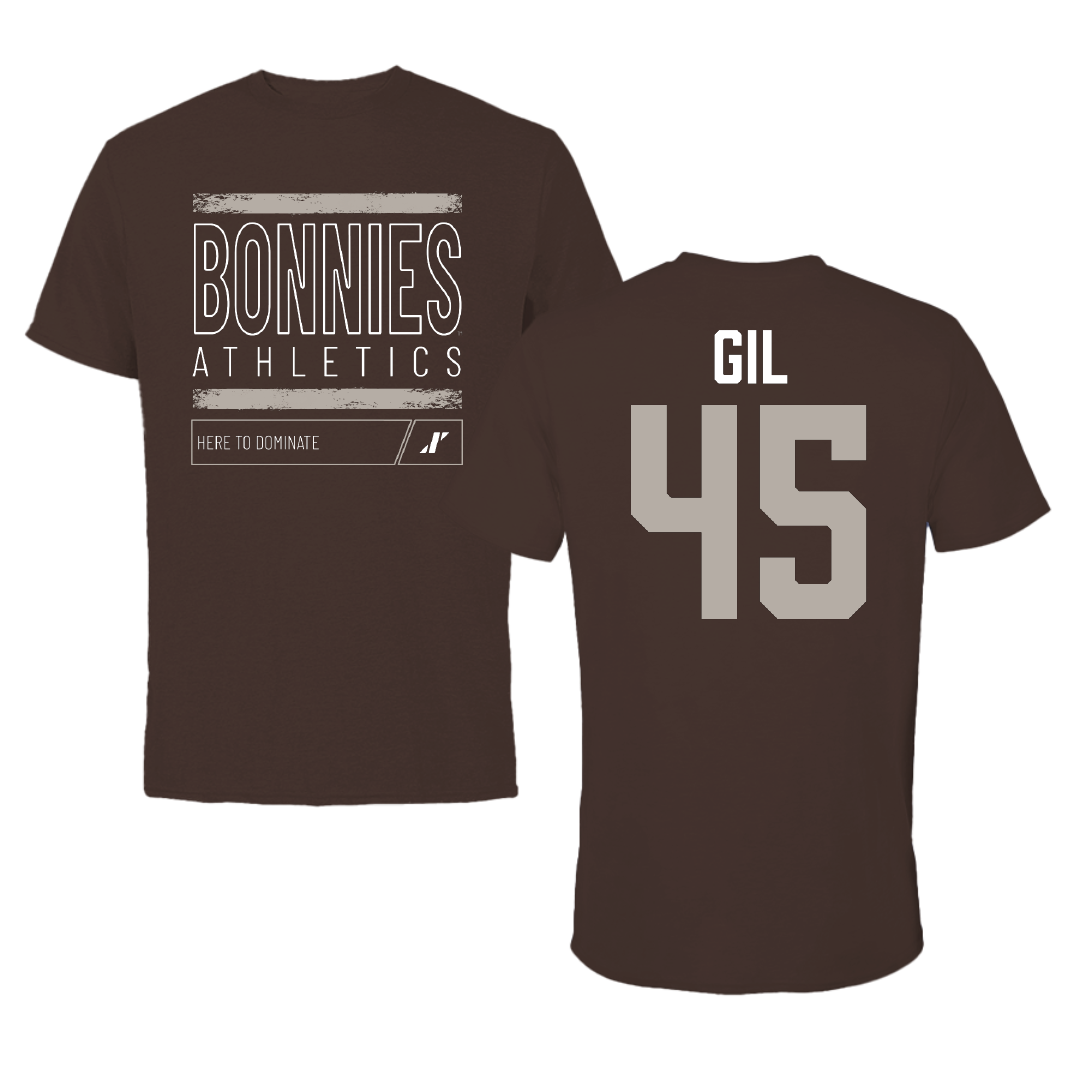 St. Bonaventure University Baseball Brown Dominate Tee - #45 Samuel Gil
