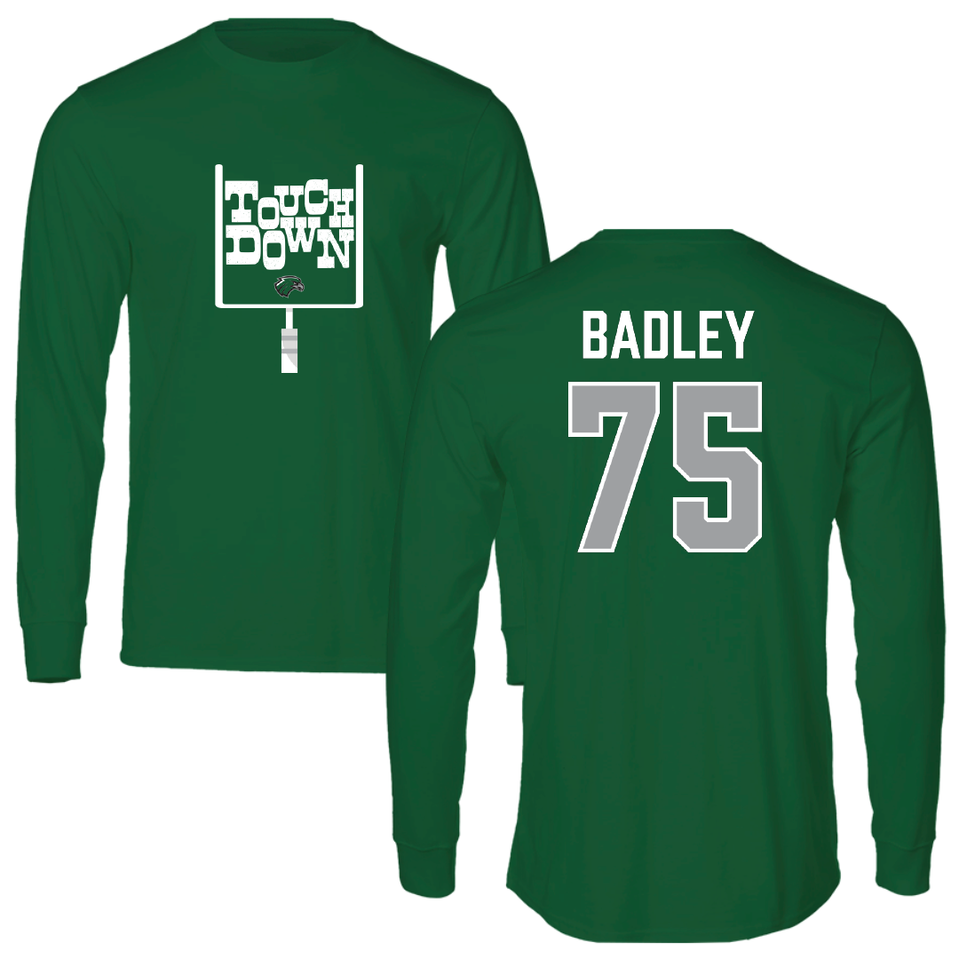 Northeastern State University Football Green Touchdown Performance Long Sleeve - #75 Cayson Badley