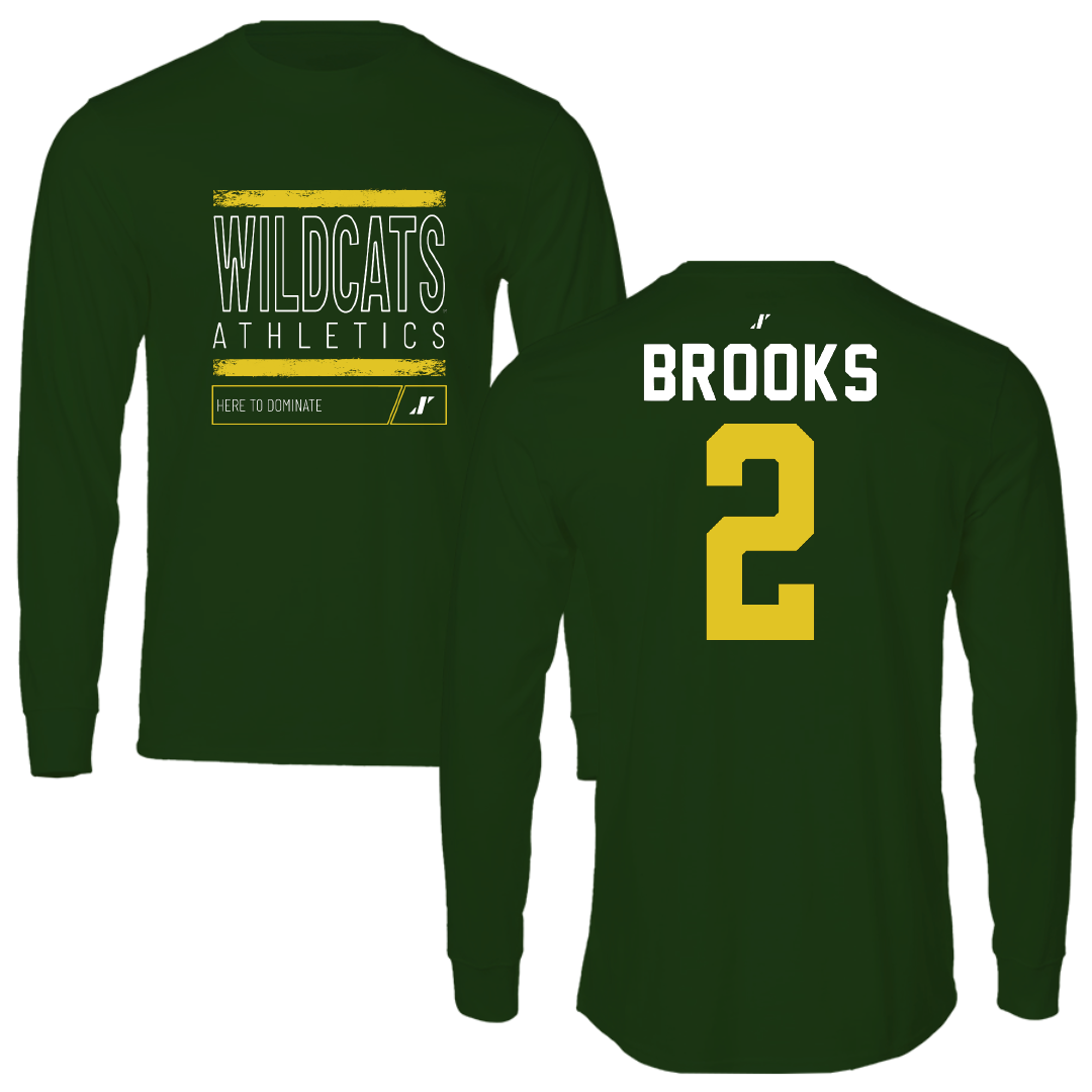 Northern Michigan University Basketball Forest Green Dominate Performance Long Sleeve - #2 Riley Brooks