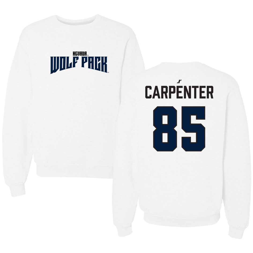 University of Nevada Football White Classic Crewneck - #85 Jett Carpenter