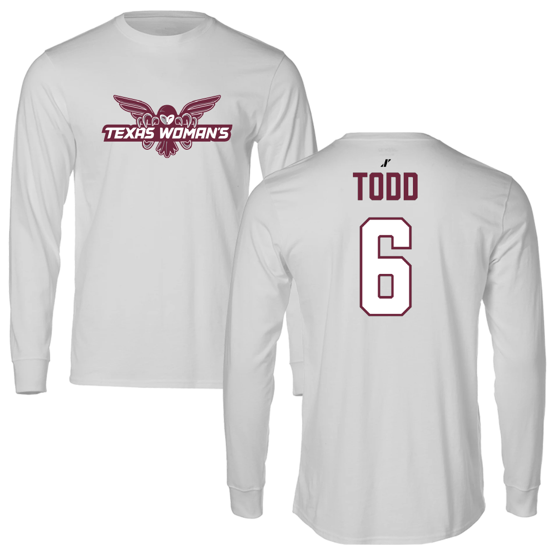 Texas Woman's University Softball Light Gray Performance Long Sleeve - #6 Riley Todd