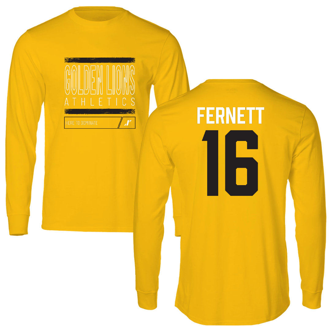 University of Arkansas-Pine Bluff Football Gold Dominate Performance Long Sleeve - #16 Allen Fernett