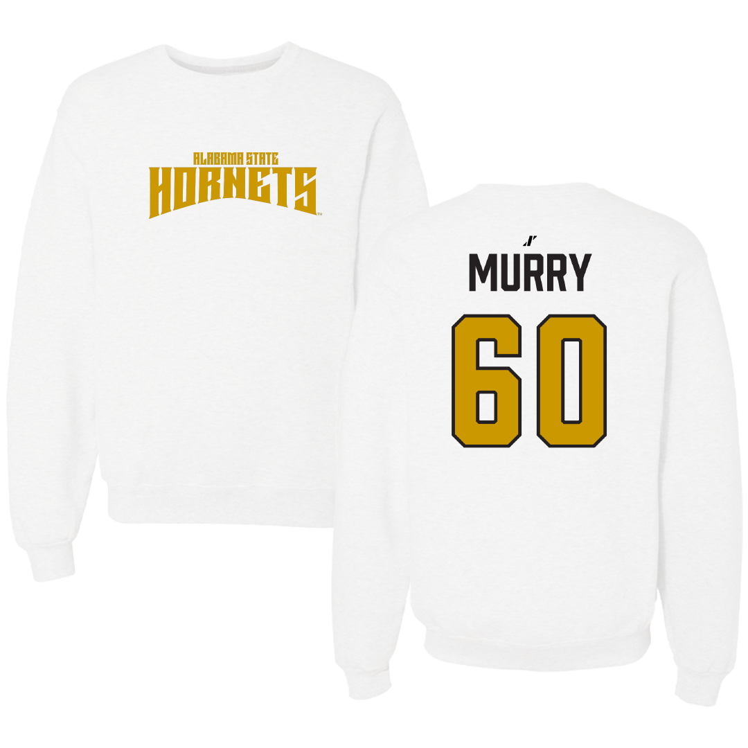Alabama State University Football White Classic Crewneck - #60 Izaac Murry