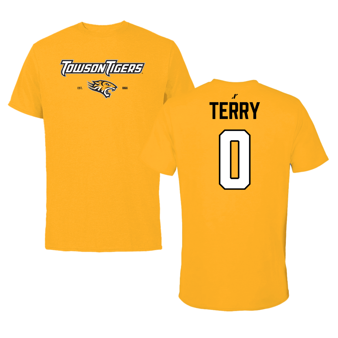 Towson University Football Gold General Tee - #0 Xavier Terry