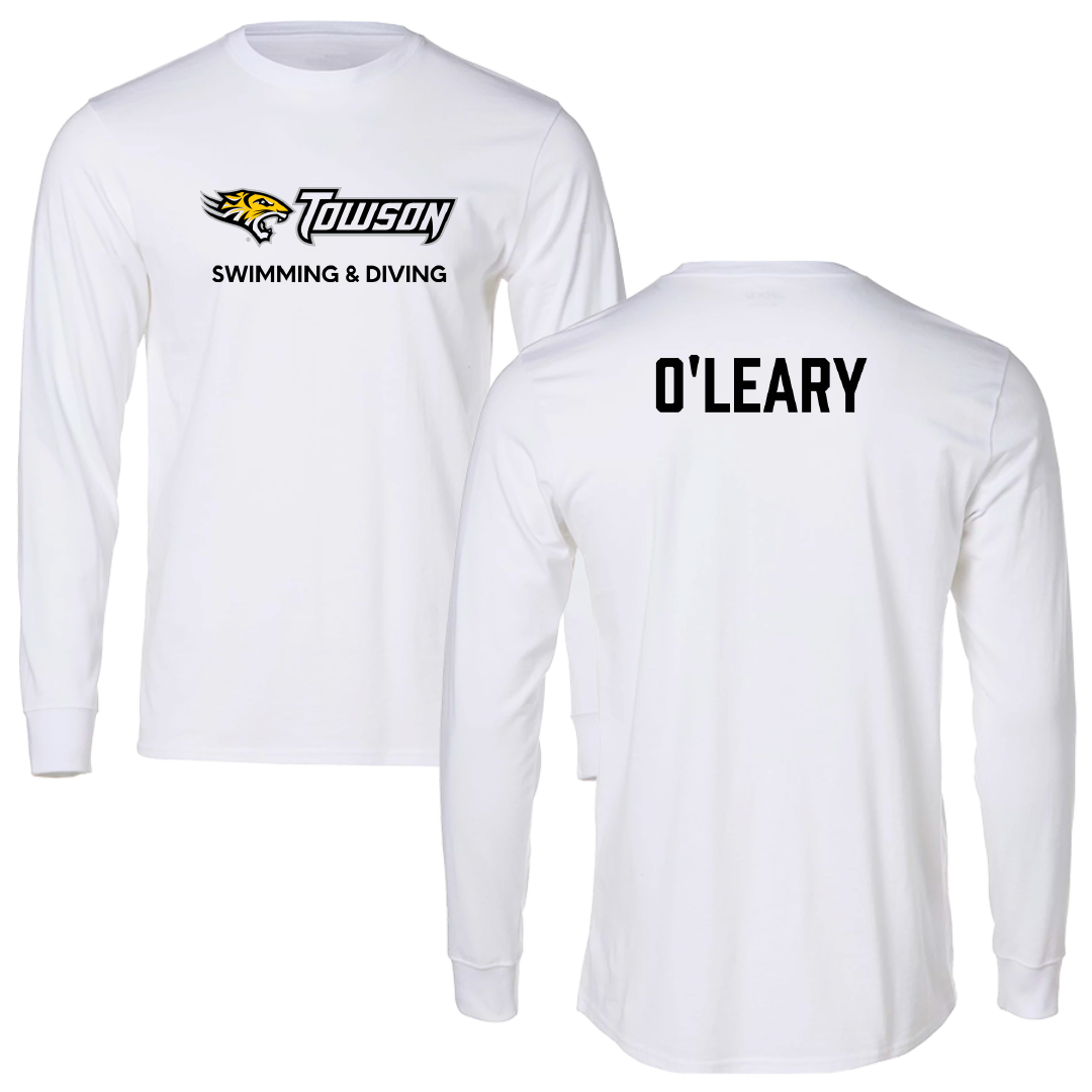 Towson University Swimming & Diving White Performance Long Sleeve - Abby O'Leary