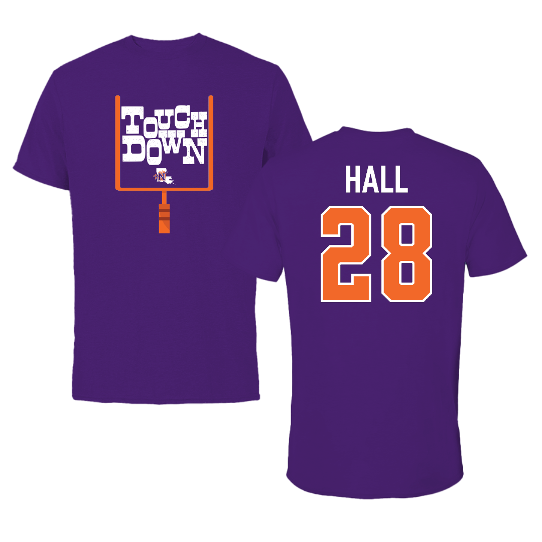 Northwestern State University Football Purple Touchdown Tee - #28 Antonio Hall