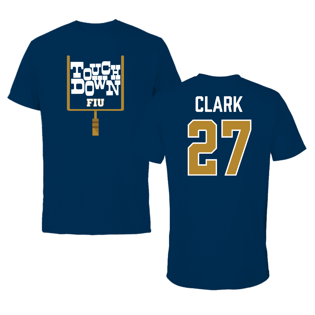 Florida International University Football Navy Touchdown Performance Tee - #27 Mister Clark
