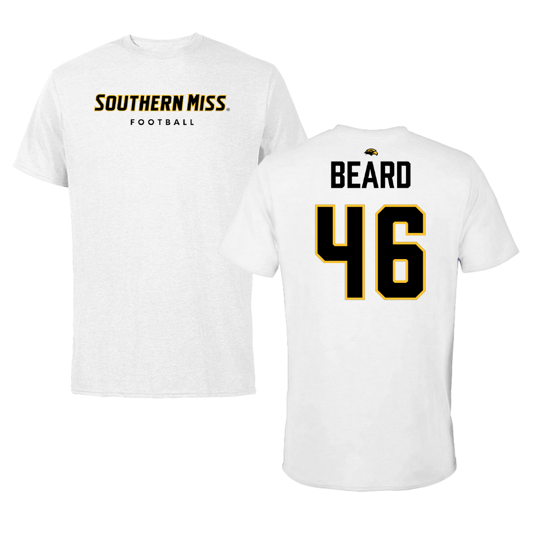 The University of Southern Mississippi Football White Performance Tee - #46 Luke Beard