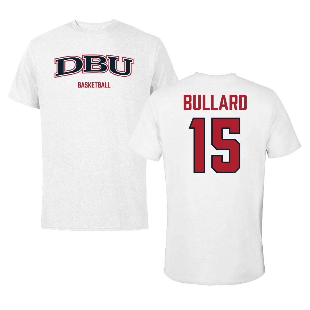 Dallas Baptist University Basketball (M) White Tee - #15 Isaac Bullard
