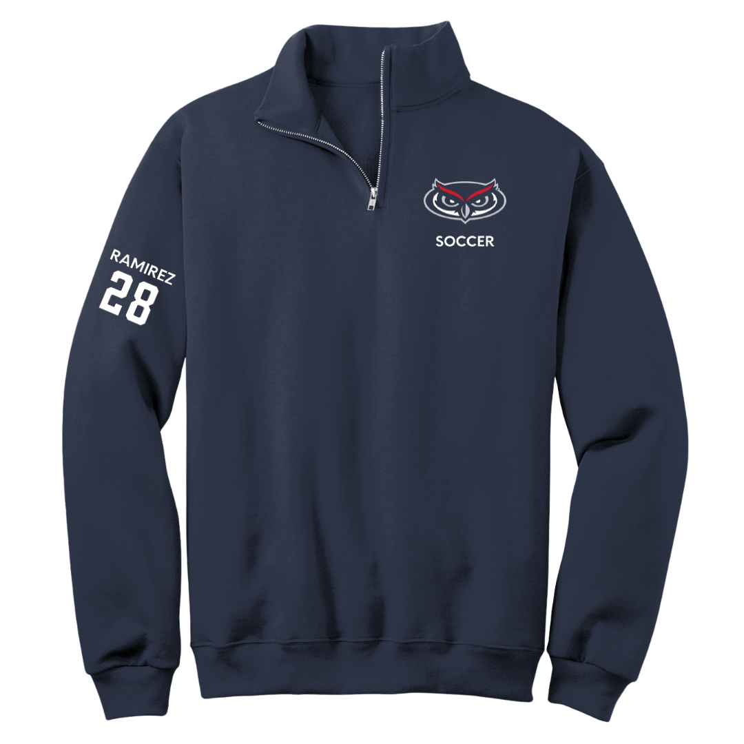Florida Atlantic University Soccer (W) Navy Quarter-Zip - #28 Jianna Ramirez