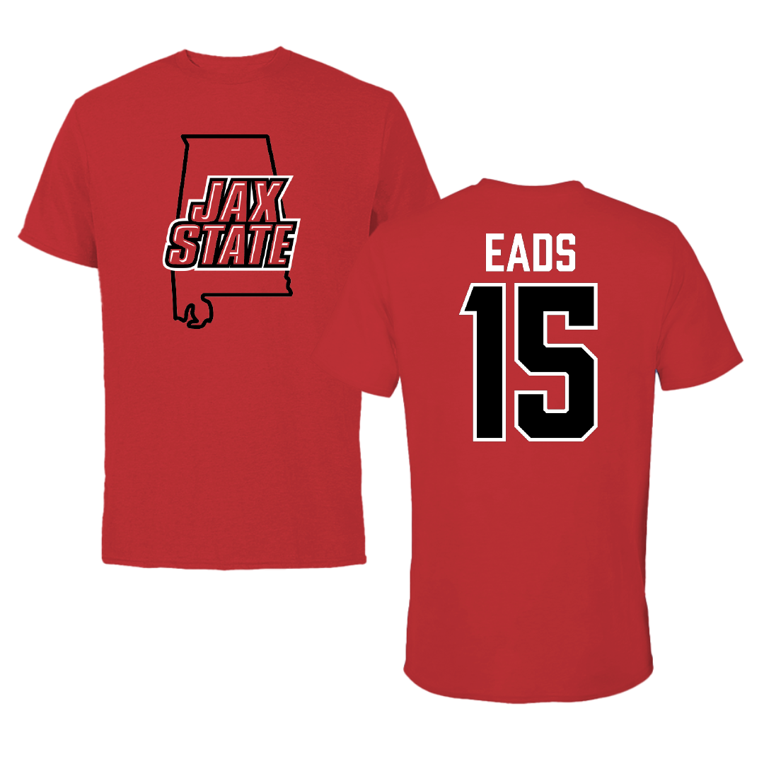 Jacksonville State University Soccer Red State Tee - #15 Baylee Eads