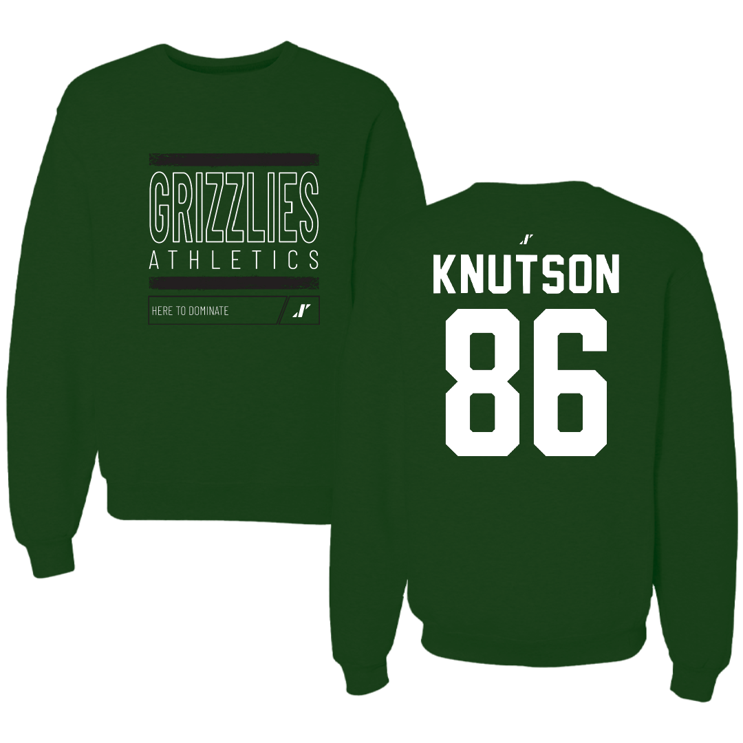 Adams State University Football Forest Green Dominate Crewneck - #86 Kelin Knutson