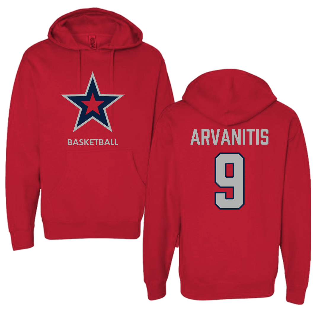 Robert Morris University Basketball (M) Red Mascot Hoodie - #9 Cyril Arvanitis