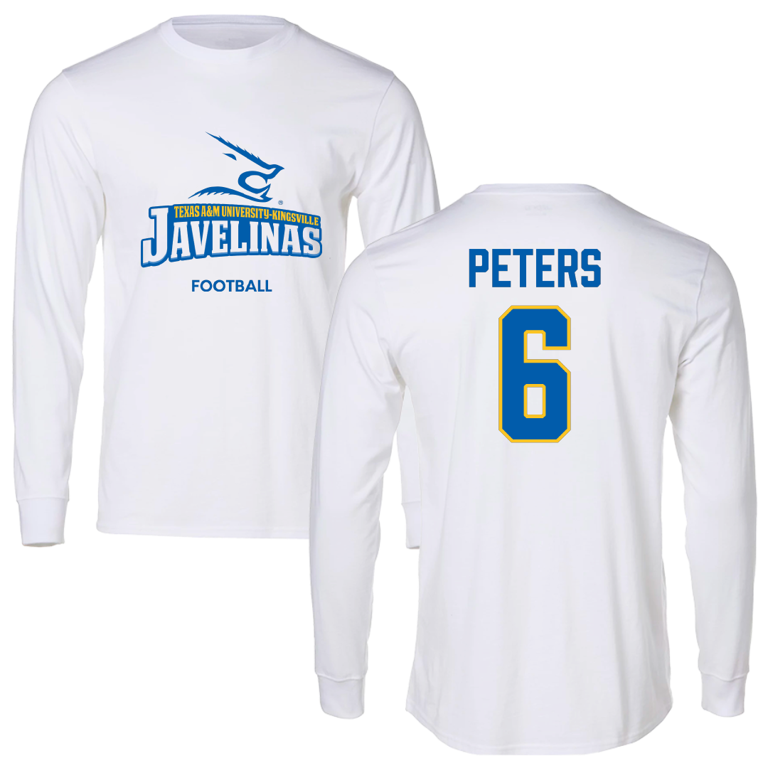 Texas A&M University-Kingsville Football White Long Sleeve - #6 De'Marcus Peters