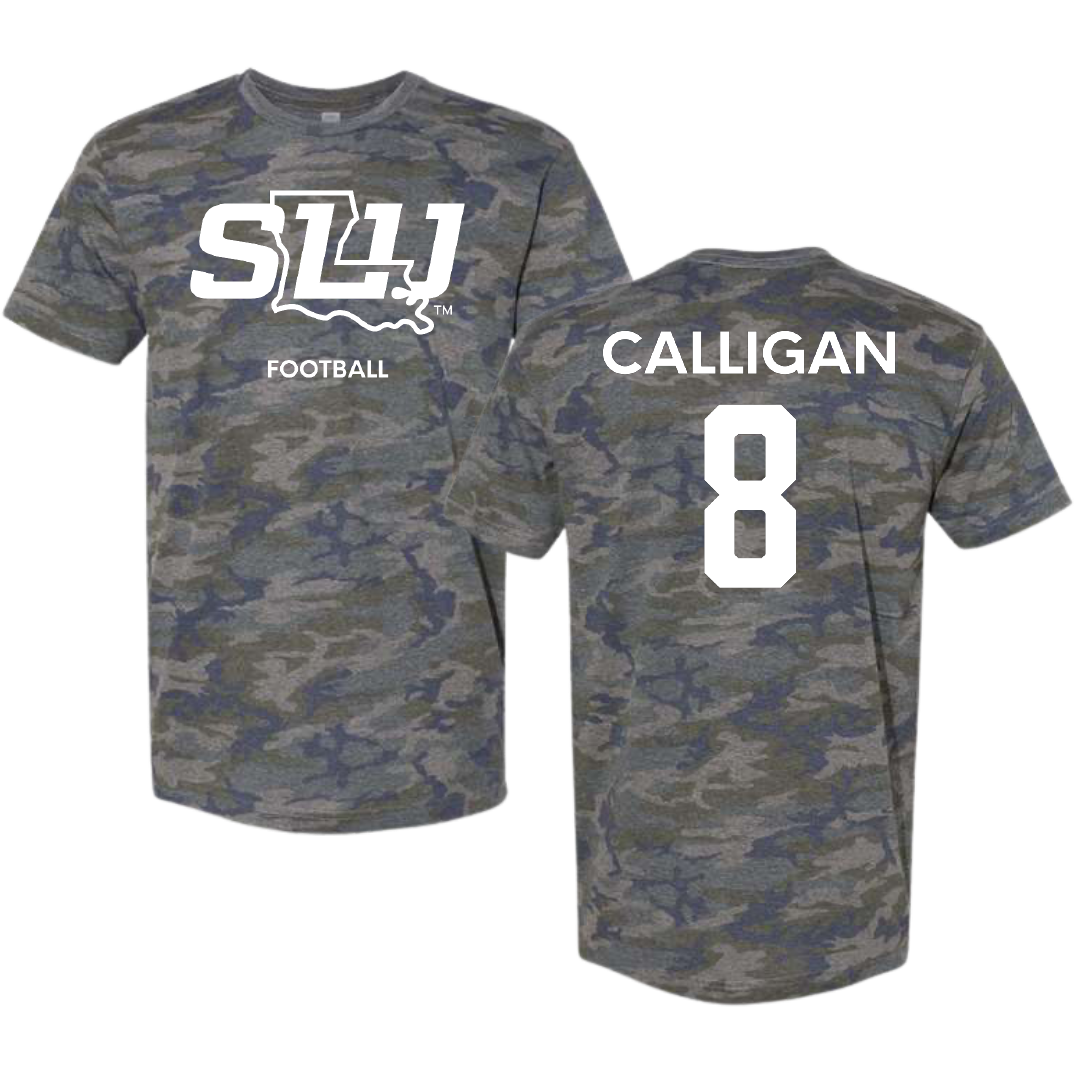 Southeastern Louisiana University Football Vintage Camo Tee - #8 Keydrain Calligan