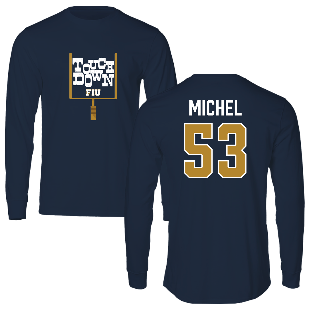 Florida International University Football Navy Touchdown Long Sleeve - #53 Daniel Michel