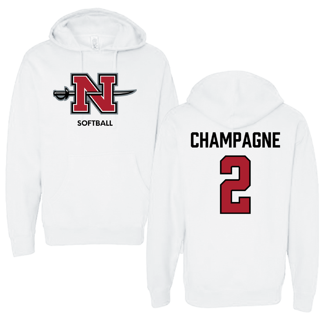 Nicholls State University Softball White Hoodie - #2 Mckenzie Champagne