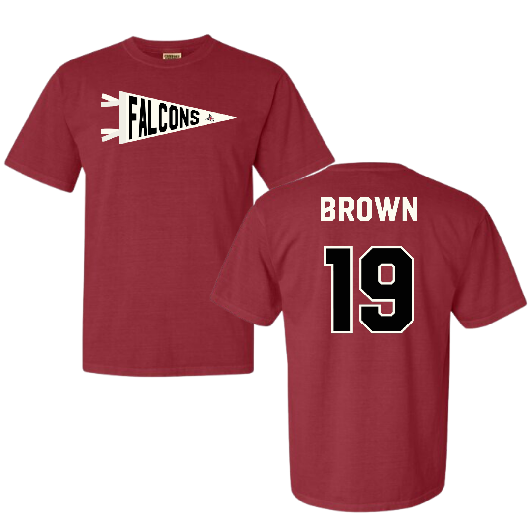 University of Wisconsin-River Falls Football Crimson Pennant Comfort Colors Tee - #19 Dylan Brown
