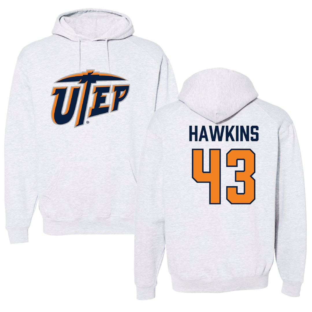 University of Texas at El Paso Football Gray Hoodie - #43 Garrett Hawkins