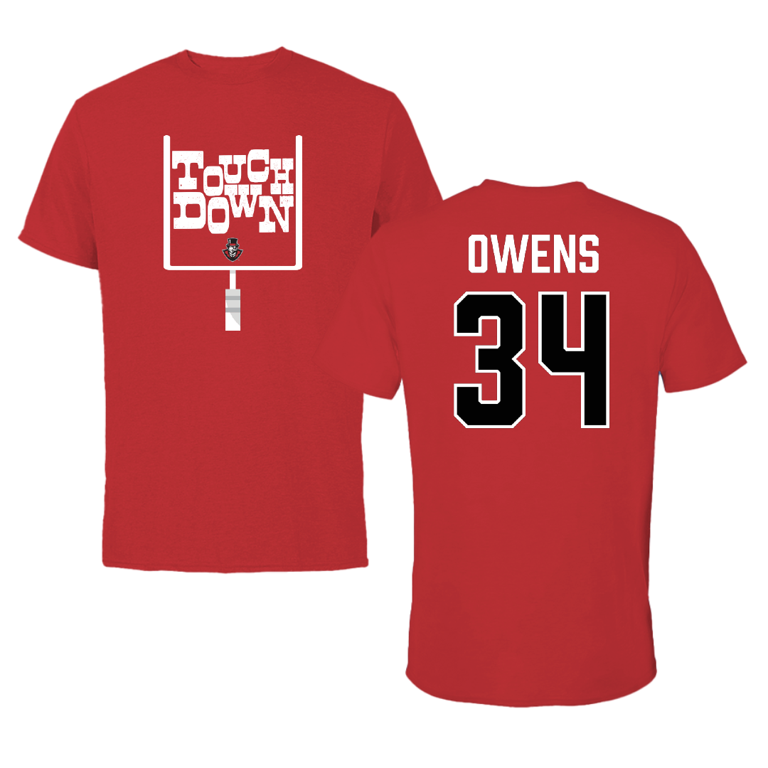 Austin Peay State University Football Red Touchdown Performance Tee - #34 KT Owens