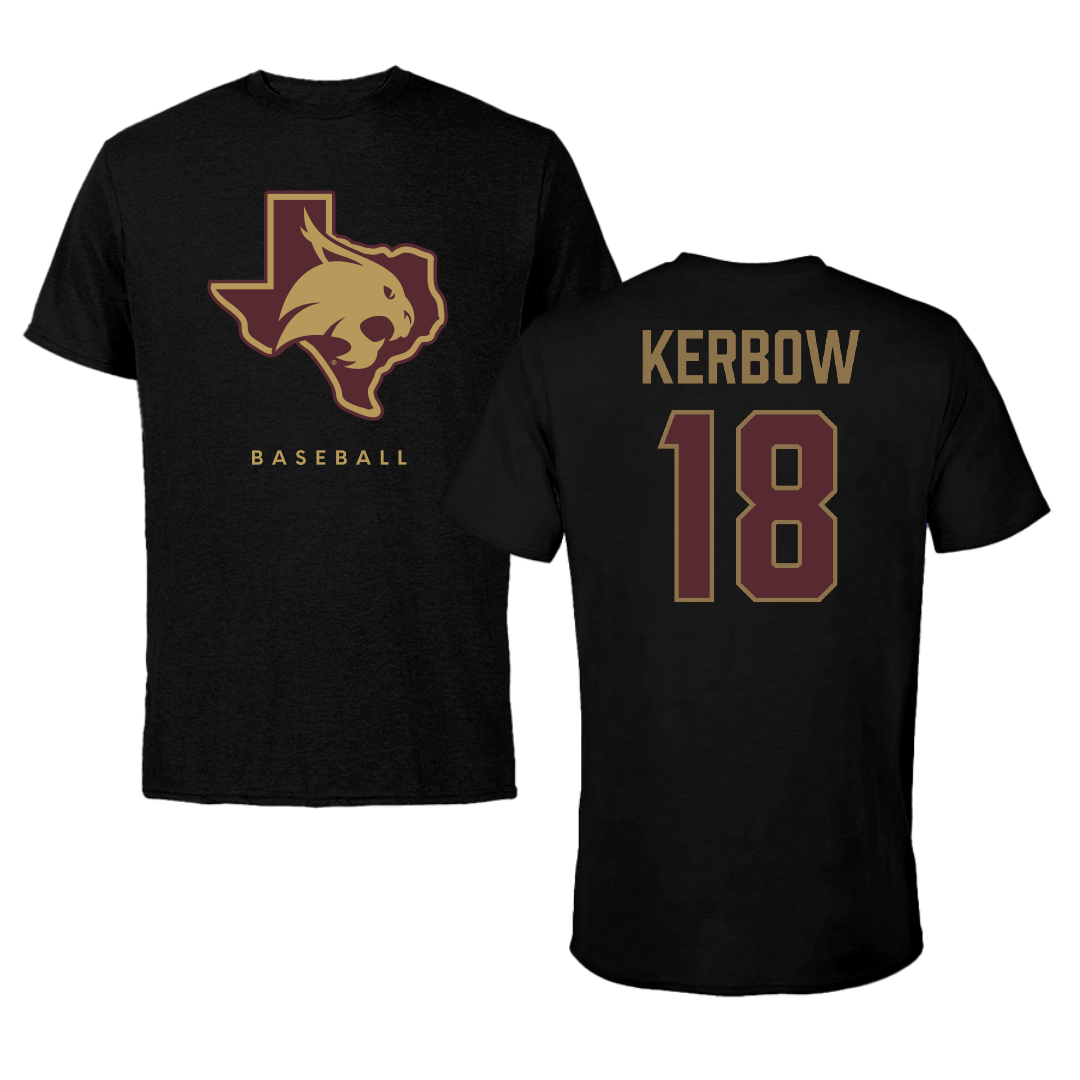 Texas State University Baseball Black Performance Tee - #18 Dylan Kerbow