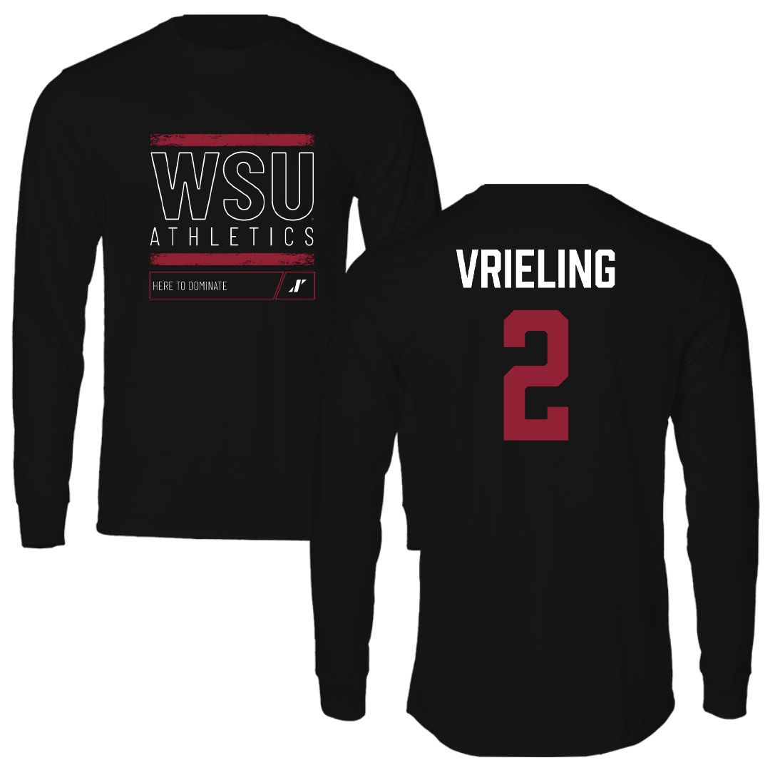 Washington State University Volleyball Black Dominate Performance Long Sleeve - #2 Taryn Vrieling