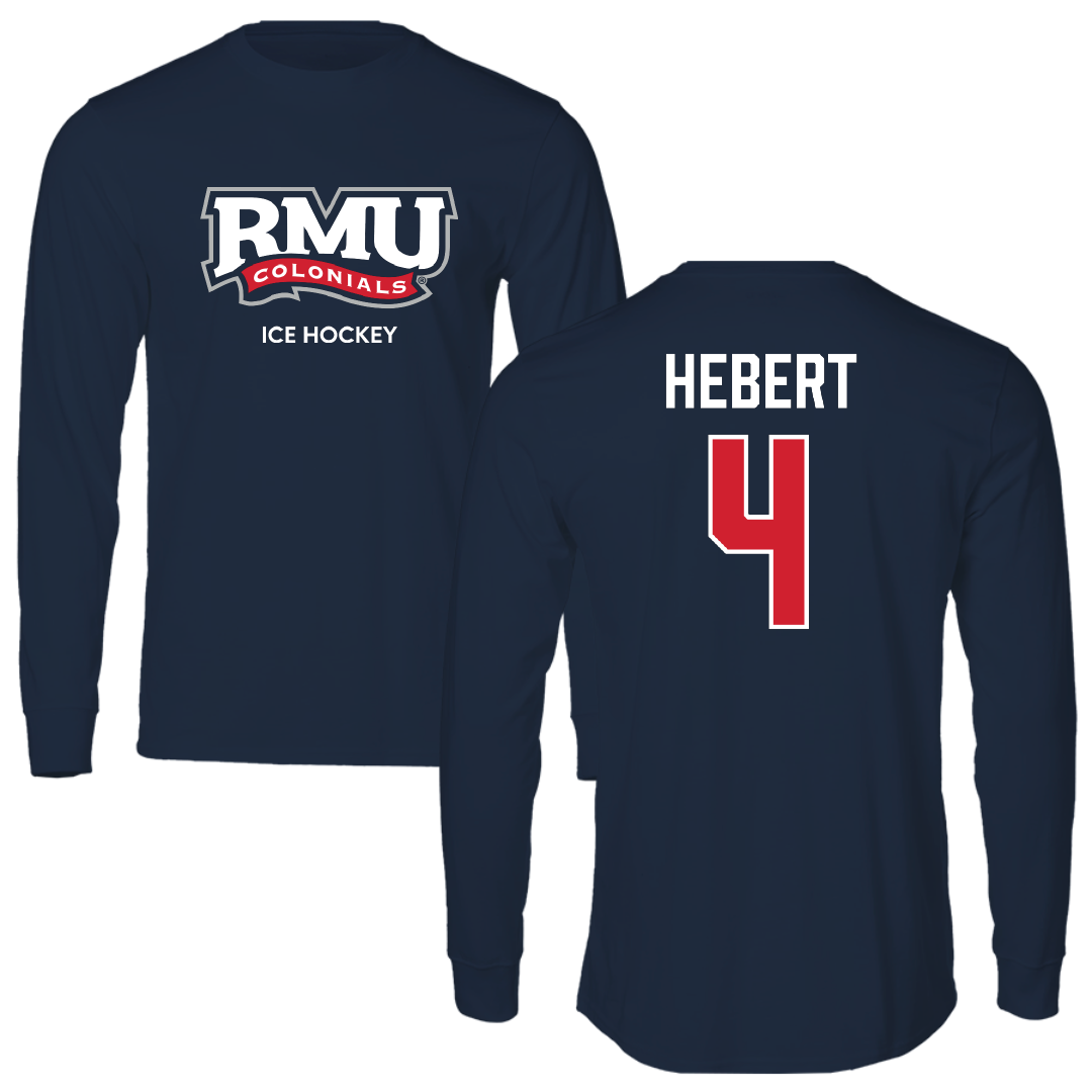 Robert Morris University Ice Hockey (W) Navy RMU Long Sleeve - #4 Allyson Hebert
