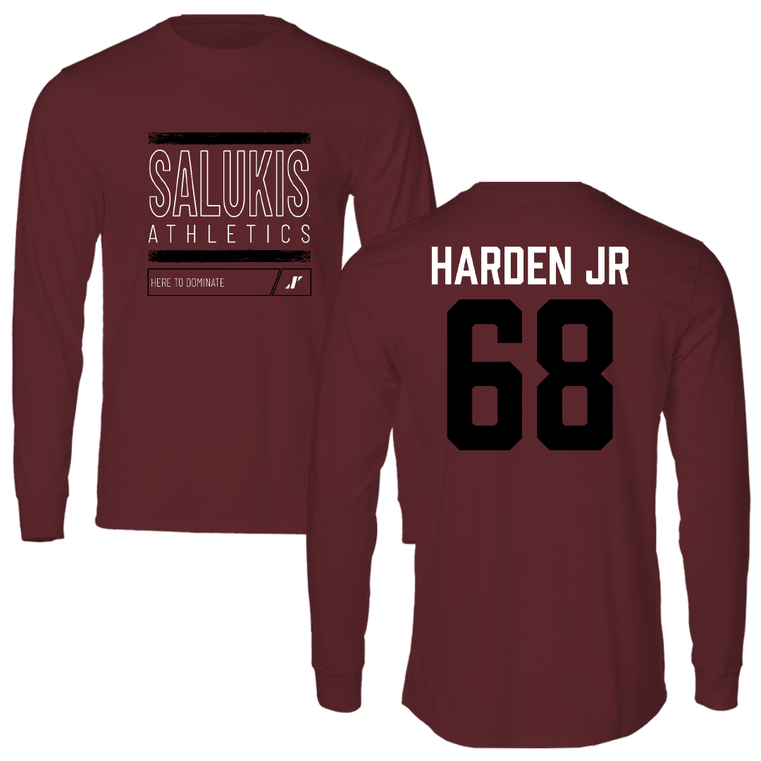 Southern Illinois University at Carbondale Football Maroon Dominate Long Sleeve - #68 Derek Harden Jr