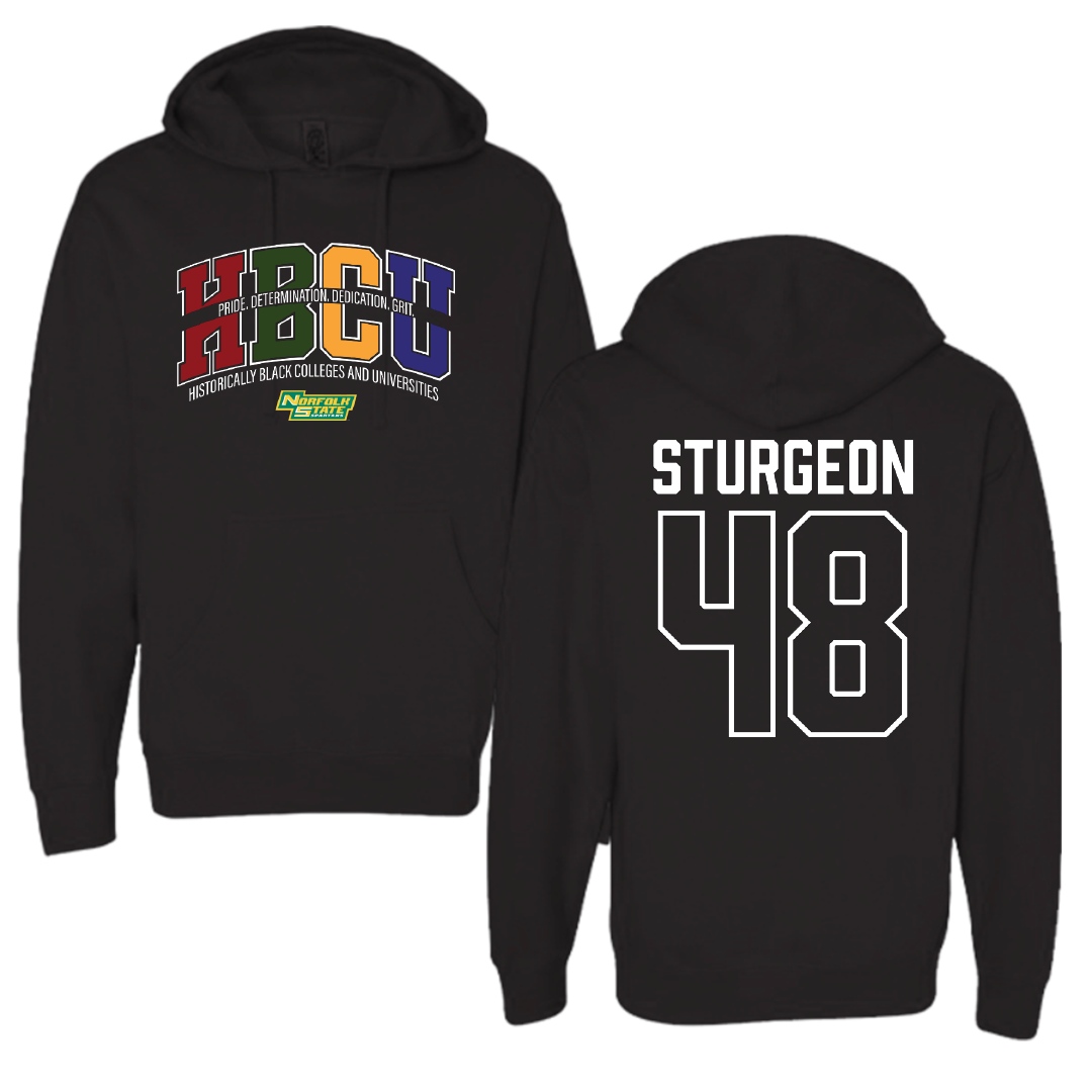 Norfolk State University Baseball Black HBCU Hoodie - #48 CC Sturgeon