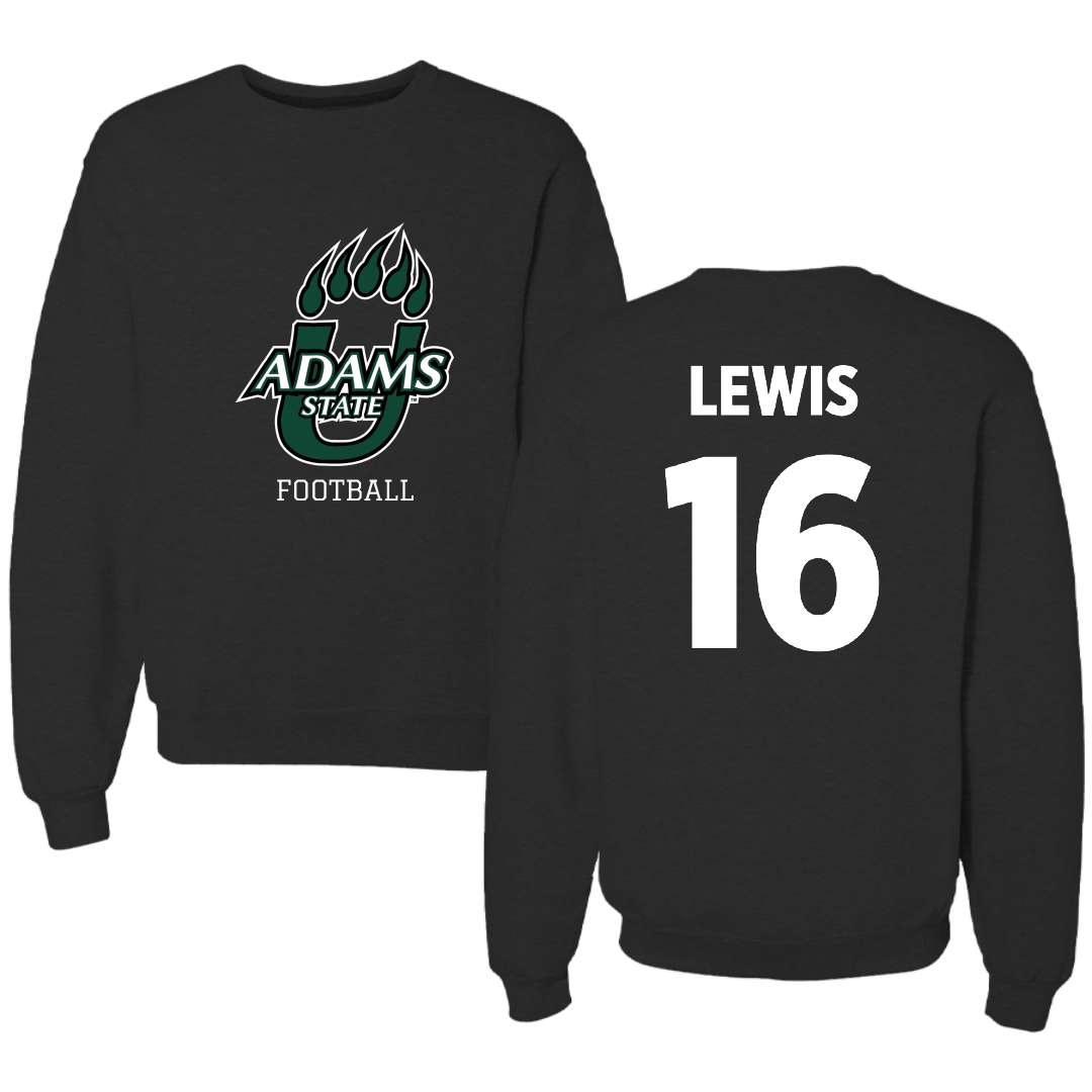 Adams State University Football Black State Crewneck - #16 Jett Lewis