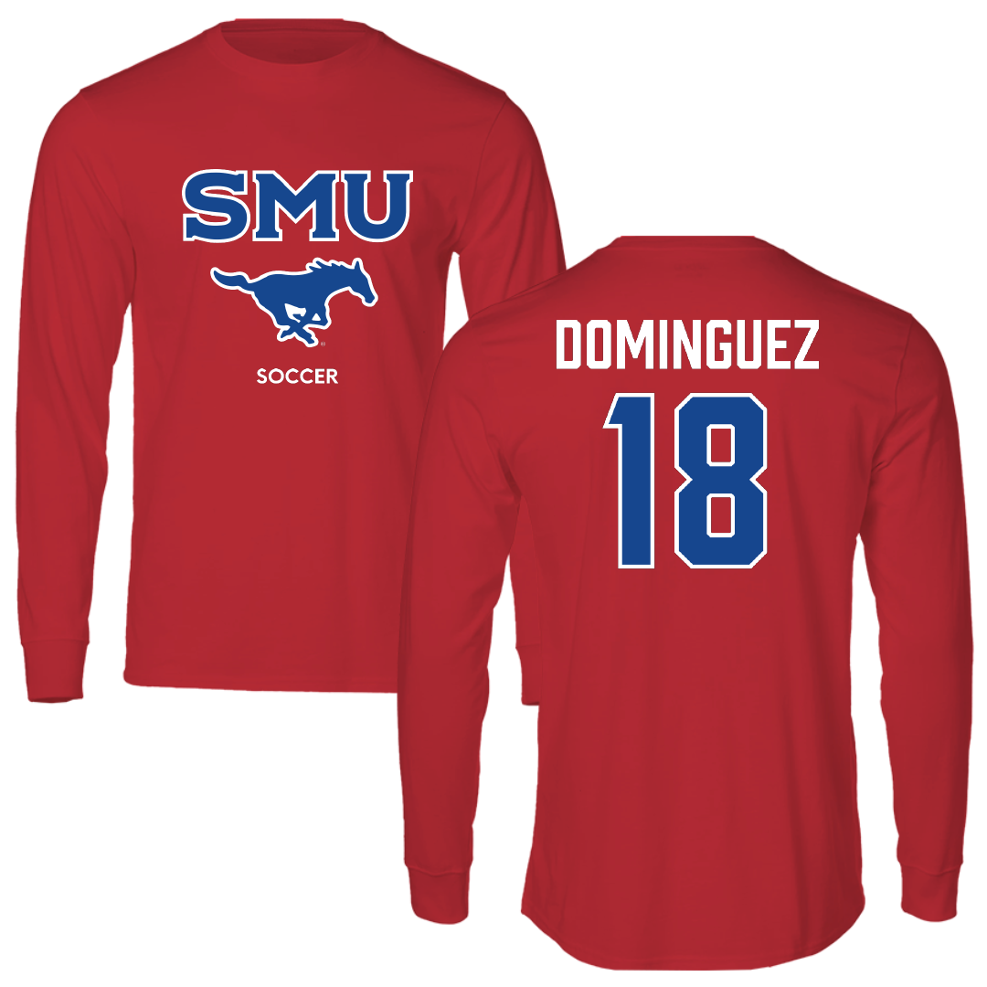 Southern Methodist University Soccer (M) Red Long Sleeve - #18 Martin Dominguez