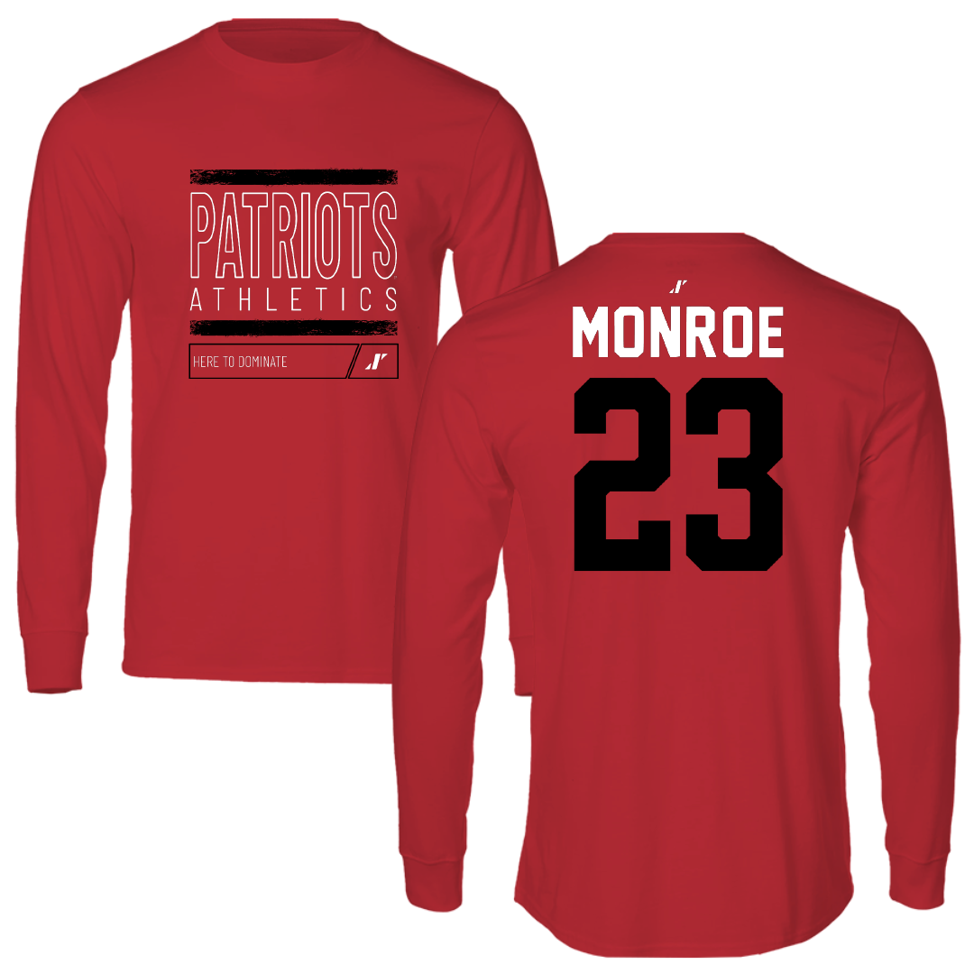 Dallas Baptist University Soccer Red Dominate Performance Long Sleeve - #23 Mason Monroe